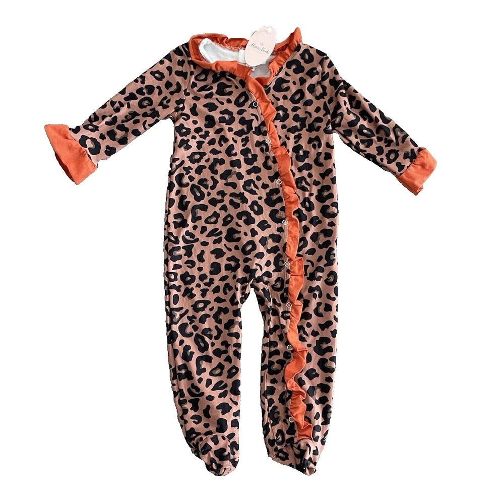 Marie Nicole Baby‎ Girls  Fall Leopard Ruffled Romper Size 18-24 M New with Tag